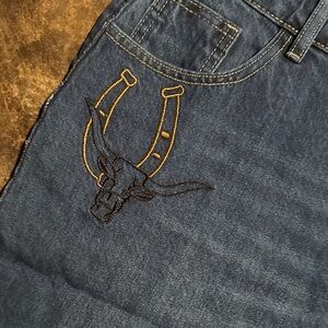 Dark Blue Embroidered Denim Women’s Shorts